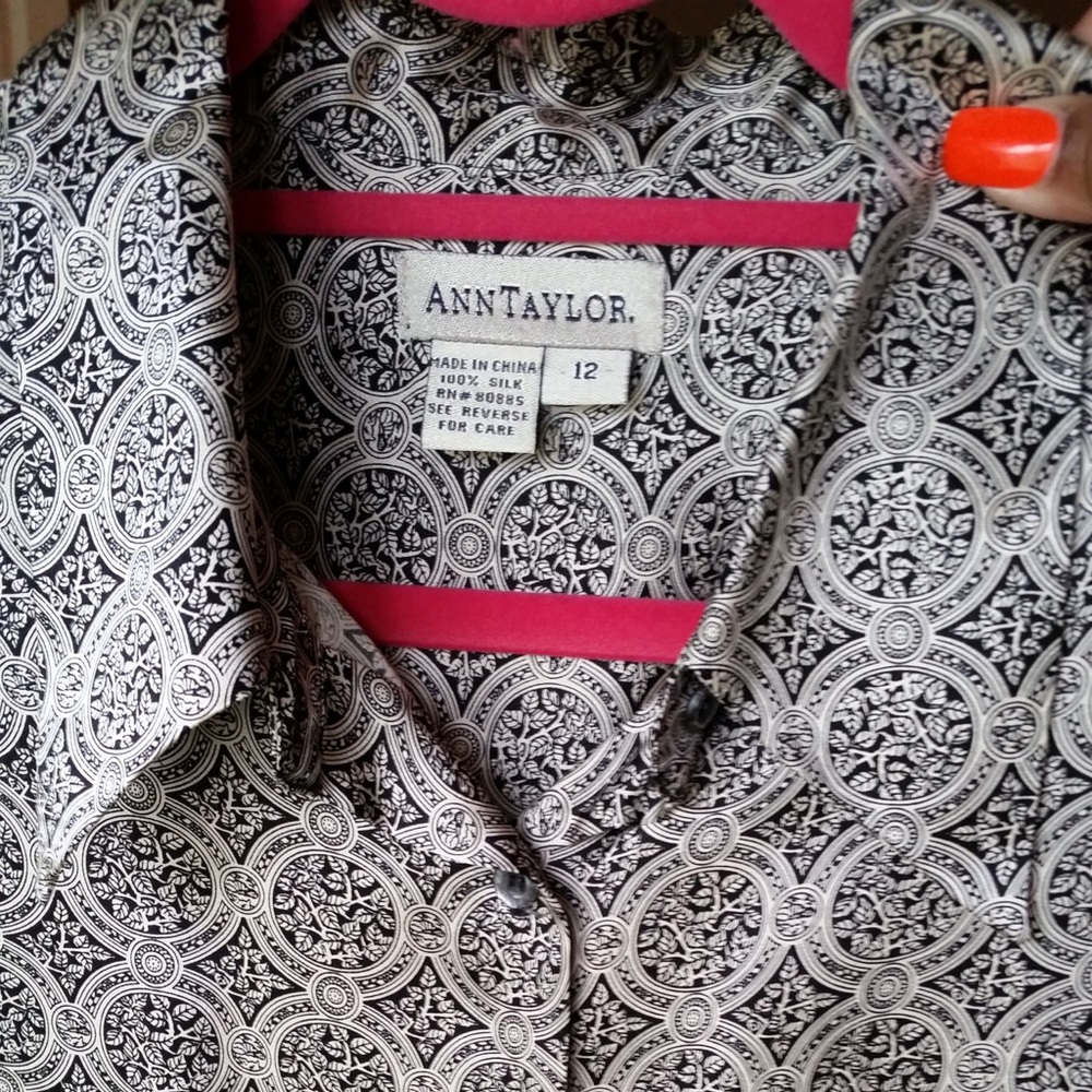 Black & Silver print button down w french cuffs